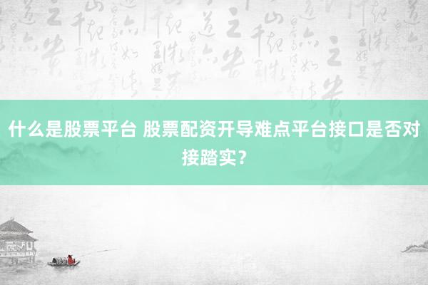 什么是股票平台 股票配资开导难点平台接口是否对接踏实？