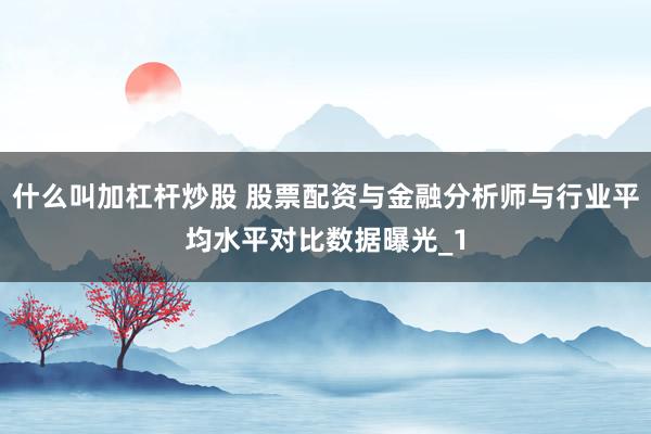 什么叫加杠杆炒股 股票配资与金融分析师与行业平均水平对比数据曝光_1